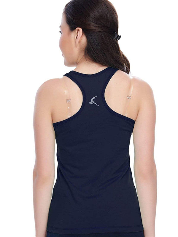 Women Navy Blue Solid Tops & T-Shirts RACER Back STRETCH_NB-Lovable India