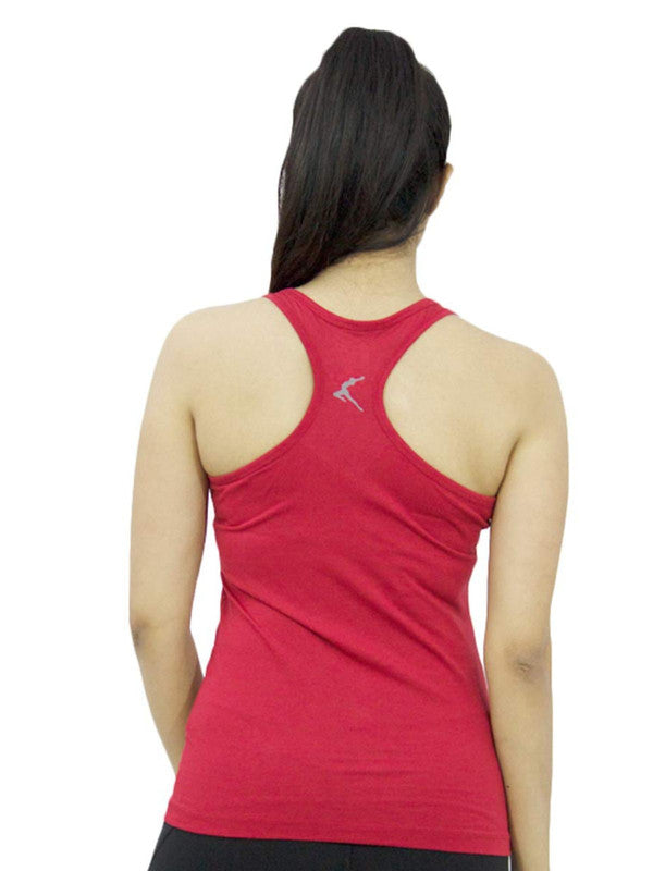 Women Red Solid Tops & T-Shirts RACER Back STRETCH_Red-Lovable India
