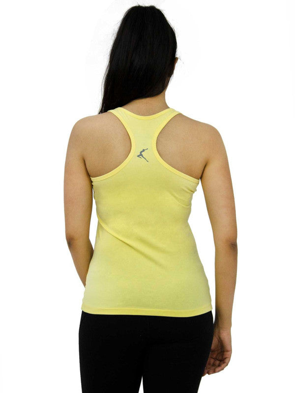 Women Yellow Solid Tops & T-Shirts RACER Back STRETCH_M YELLOW