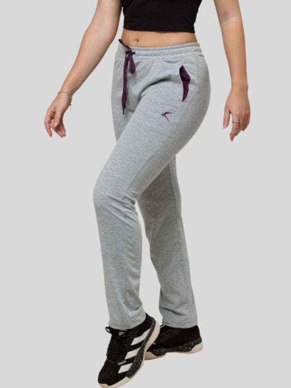 Women Light Grey Melange Solid Track Pants & Joggers WALKIN TRACK_LG-ML