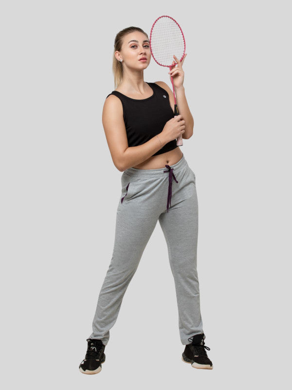 Women Light Grey Melange Solid Track Pants & Joggers WALKIN TRACK_LG-ML