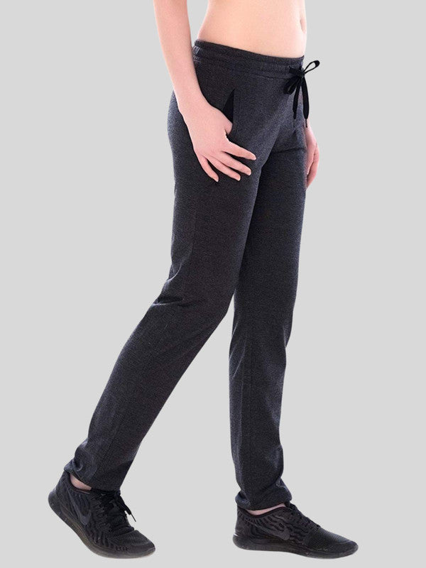 Women Dark Grey Melange Solid Track Pants & Joggers WALKIN TRACK_DG-ML