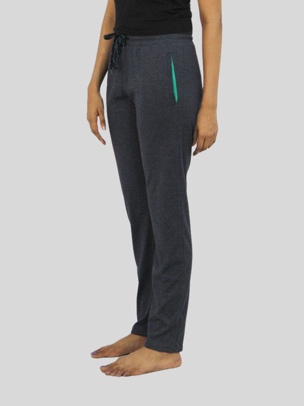 Women Blue Melange Solid Track Pants & Joggers WALKIN TRACK_BL-ML