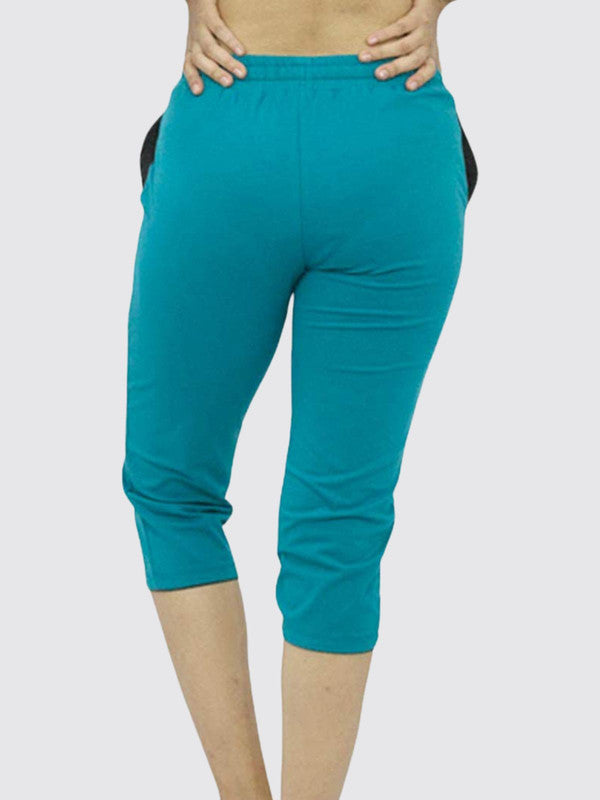 Women Sea Green Solid Capri AT-Ease Capri-Sea Green