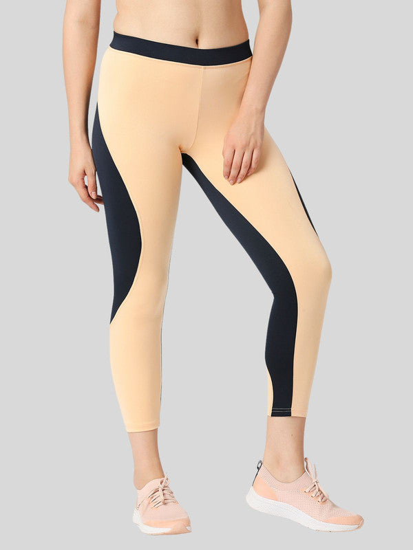 Women Almond-Navy Solid Tights AERO SPRINTER-AL-NY