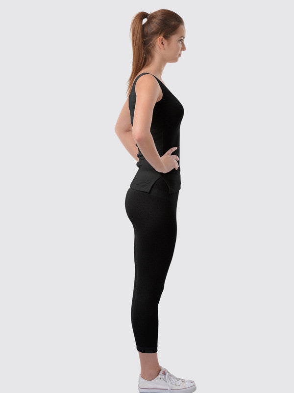 Women Black Solid Thermal-Lower L/LOWER_BK