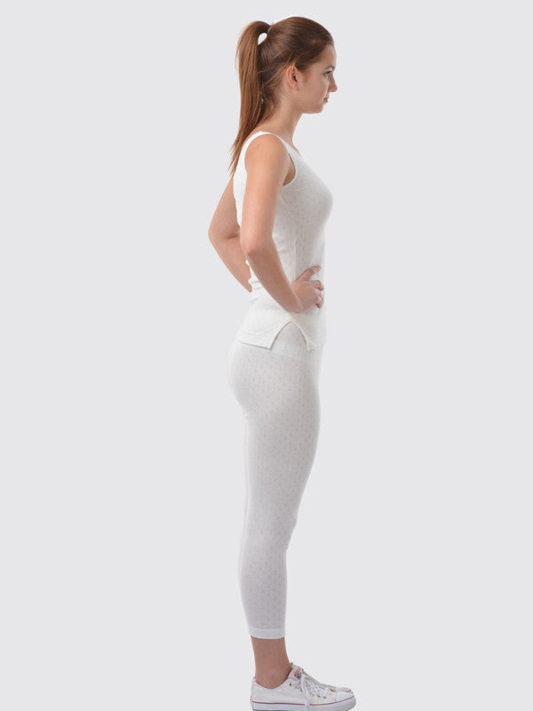 Women White Solid Thermal-Lower L/LOWER_WH