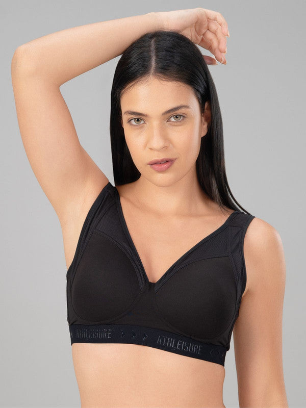 Lovable Black Padded Non Wired Full Coverage Bra - ENERGY BRA-BK
