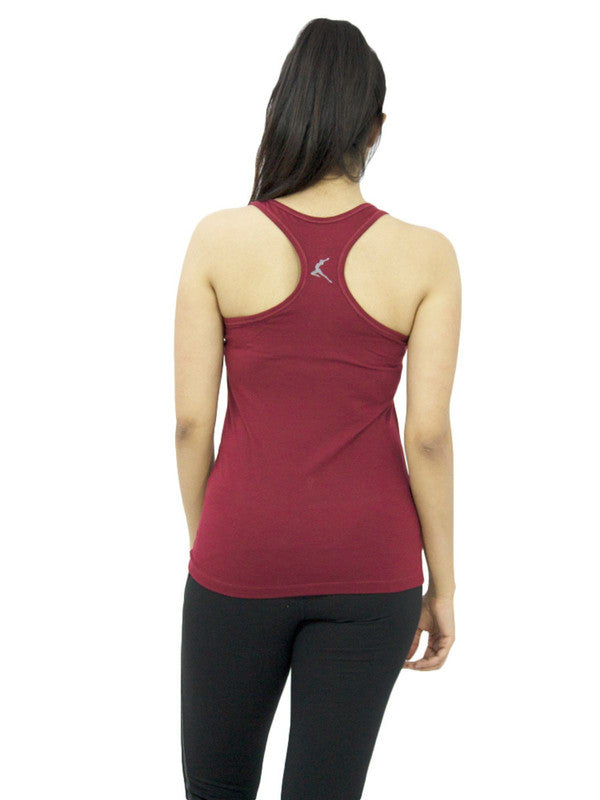 Women Maroon Solid Tops & T-Shirts RACER Back STRETCH_MN-Lovable India