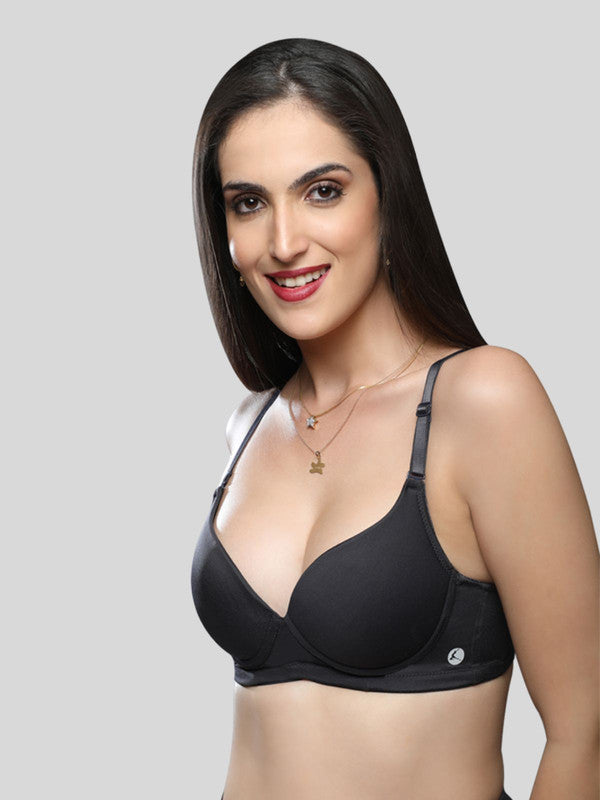 Lovable Black Solid Padded Non Wired 3/4th Coverage Bra - SCULPTBRA-BK