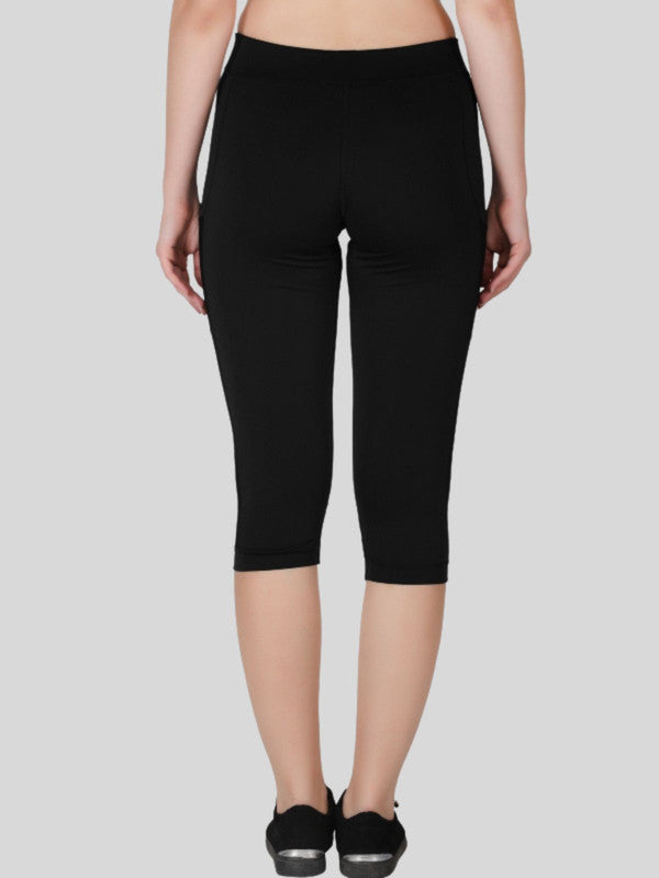 Women Black Solid  Capri - WONDER CROP-BK