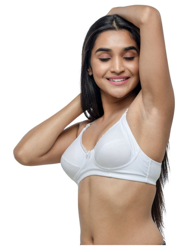 Lovable White Non Padded Non Wired Full Coverage Bra COMFYST_White-Lovable India