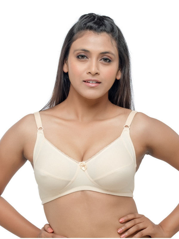 Lovable Cream Non Padded Non Wired Full Coverage Bra COMFYST_Cream-Lovable India