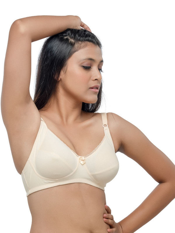 Lovable Cream Non Padded Non Wired Full Coverage Bra COMFYST_Cream-Lovable India