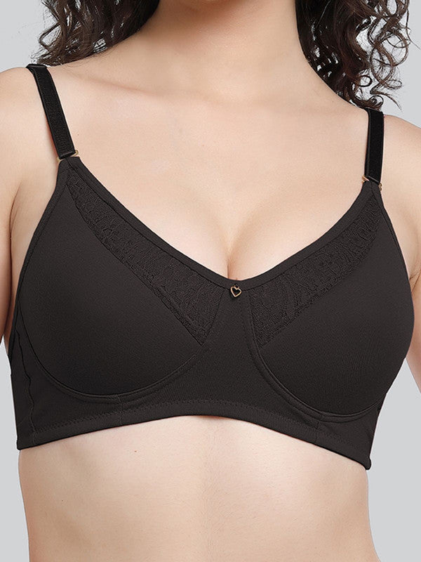 Lovable Black Padded Non Wired Full Coverage Bra LE-225-Black-Lovable India