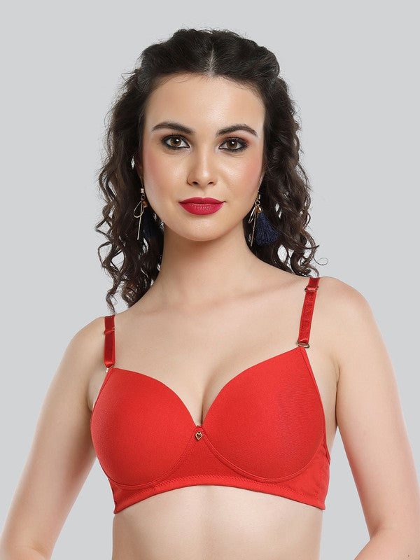 Lovable Brilliant-Red Padded Non Wired Full Coverage Bra LE-227-Brilliant-Red