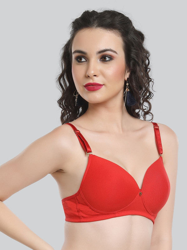 Lovable Brilliant-Red Padded Non Wired Full Coverage Bra LE-227-Brilliant-Red