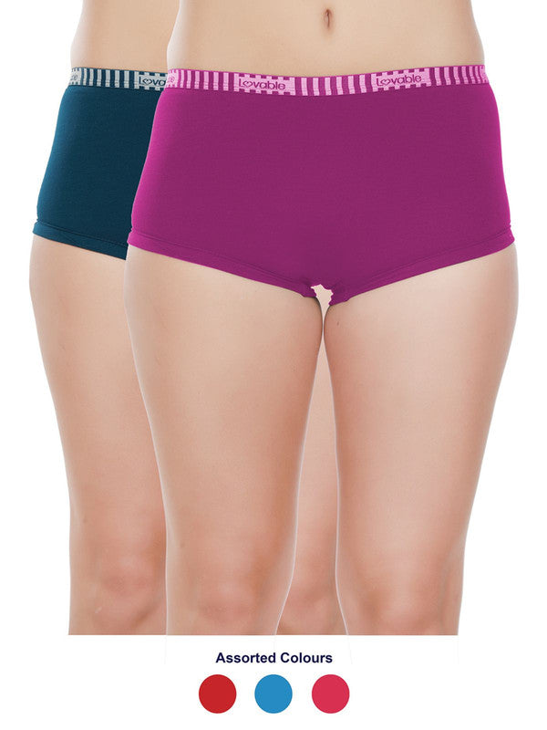 Women Assorted Solid Boy Shorts Panty - (Pack of 2) LEP-2021-ASSORTED-Lovable India