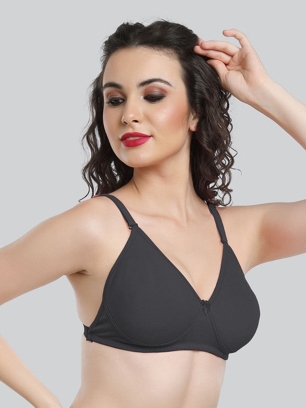 Lovable Black Non Padded Non Wired Full Coverage Bra LE-230-Black-Lovable India