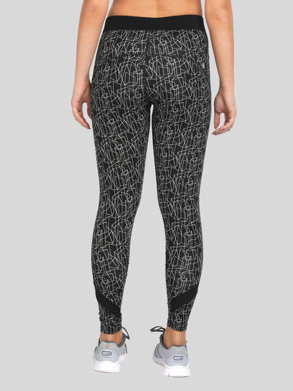 Women Black Printed Track Pants & Joggers RUN TIME TRACK- BK Prints