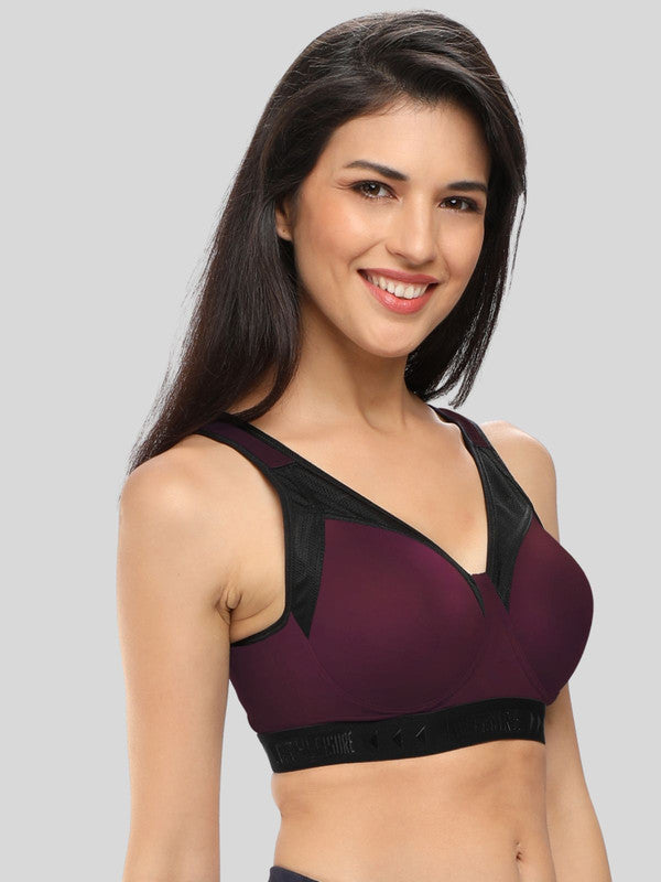 Lovable Wine Solid  Padded Non Wired Full Coverage Sports Bra - ENERGY BRA-XC-WN