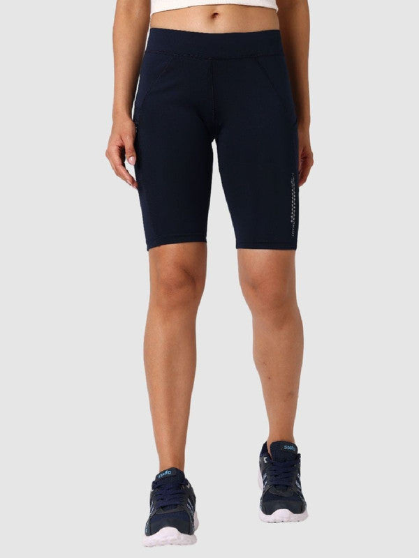 Women Navy Blue Solid Shorts - Shadow-NB