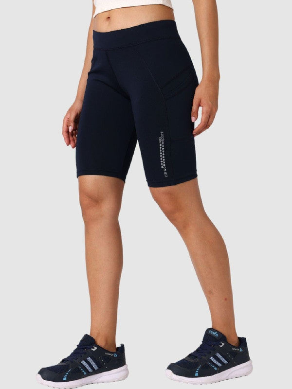 Women Navy Blue Solid Shorts - Shadow-NB