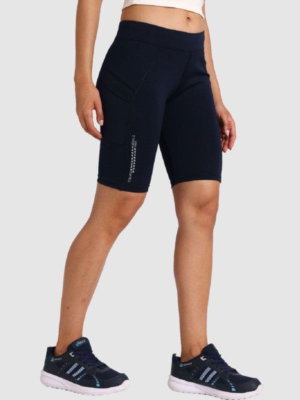 Women Navy Blue Solid Shorts - Shadow-NB