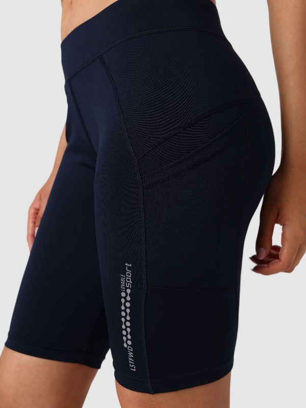 Women Navy Blue Solid Shorts - Shadow-NB