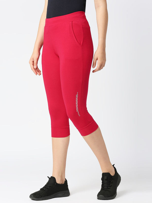 Women Fuchia Solid CAPRIS - RECOVER TIGHTS-FU