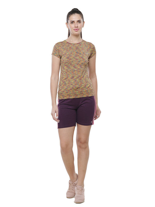 Women Purple Solid Shorts DOJA SHORTS_Pu-Lovable India