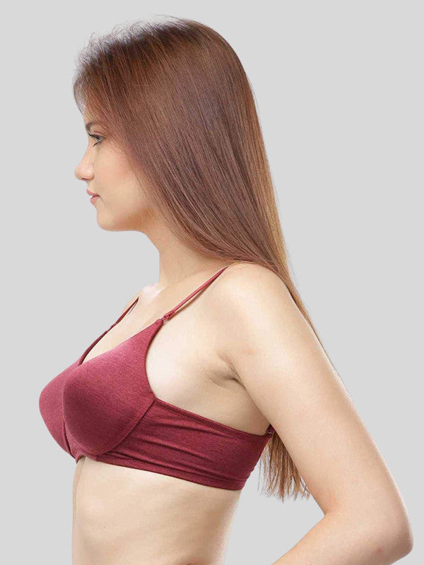 Lovable Dusky Maroon Padded Non Wired Full Coverage Bra - CONFI-53-DS-MR