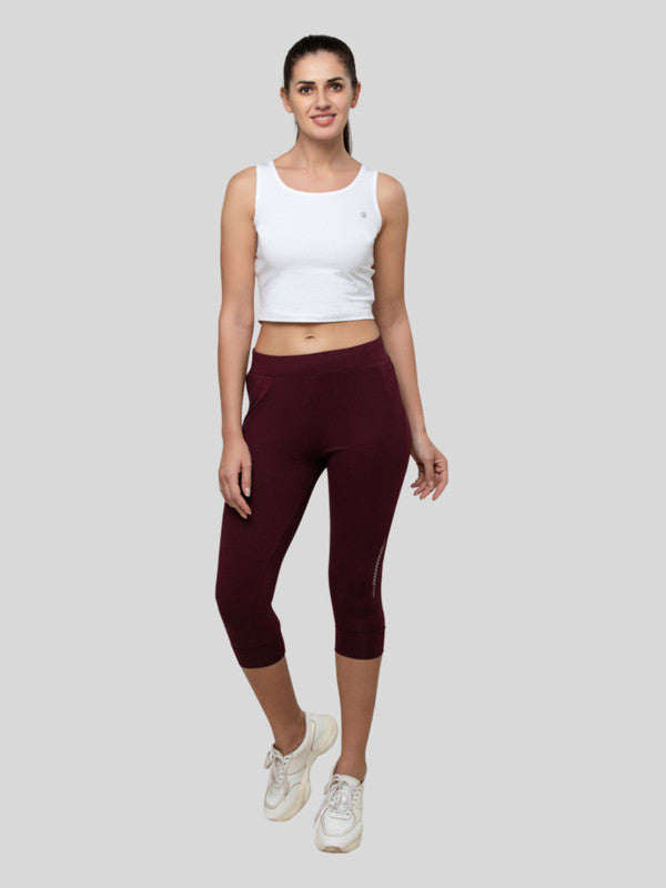 Women Wine Solid CAPRIS - RECOVER TIGHTS-WN