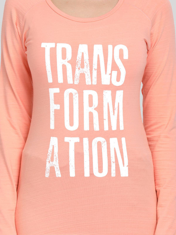 Women Light Pink Typography Printed Tops & T-Shirts - YOLO TOP-RG