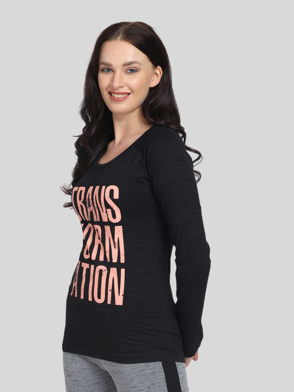 Women Black Typography Printed Tops & T-Shirts - YOLO TOP-BK