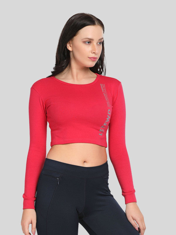 Women Dark-Pink Solid Crop Top_WARMING UP TOP-DP