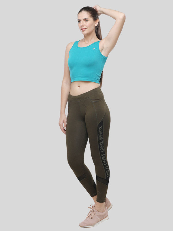 Women Olive Solid Track Pants & Joggers RUN TIME TRACK- OL