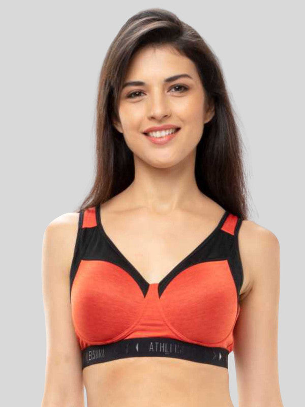 Lovable Crimson Orange Padded Non Wired Full Coverage Bra - ENERGY BRA-CO