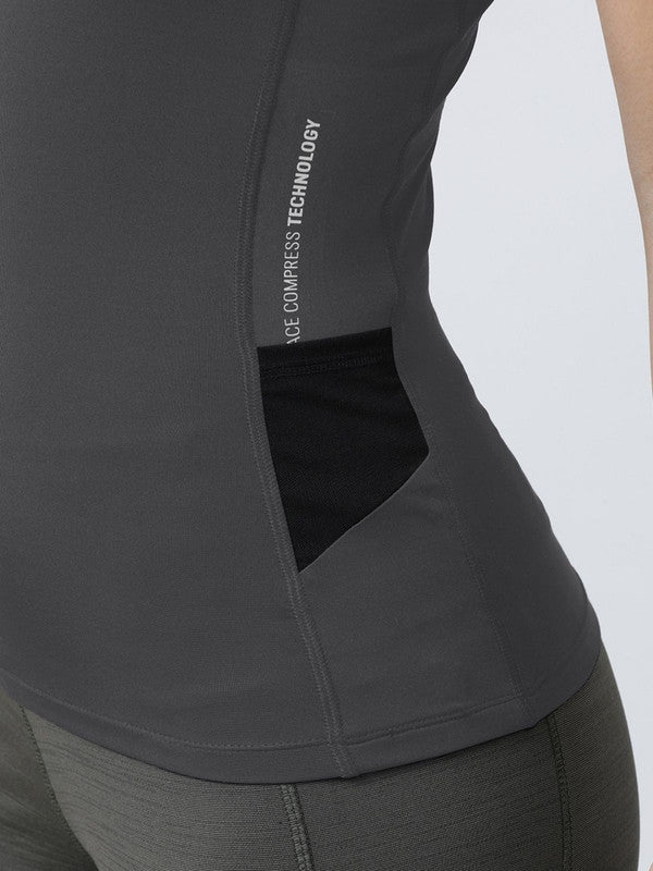 Women Navy Solid  Racerback Top - FRICTION RACER-STG