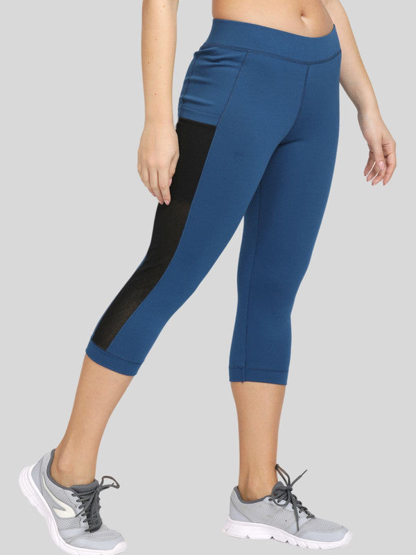 Women Aqua Blue Solid Capri- WONDER CRP-AB