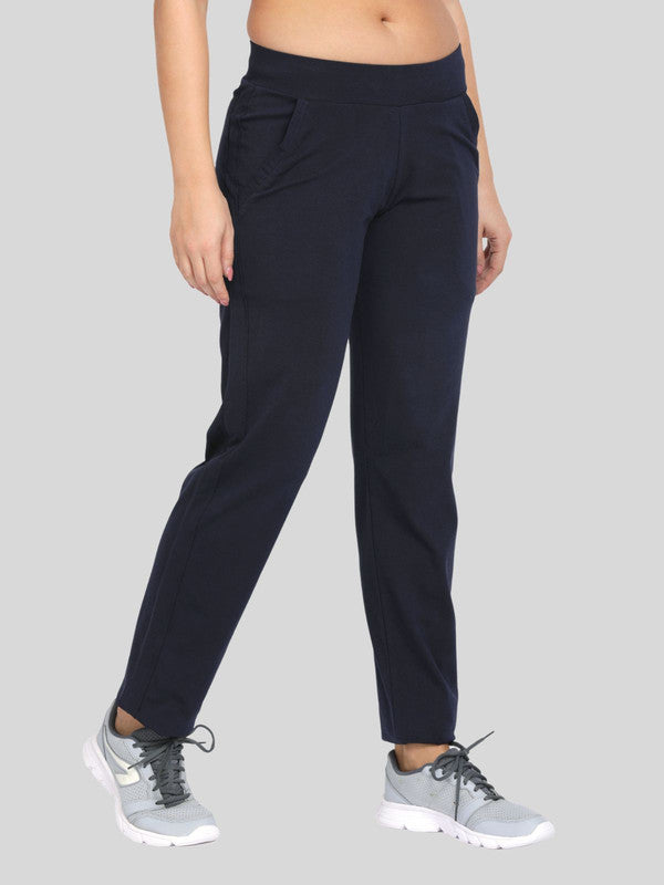 Women Navy Blue Solid Track Pant and Joggera - EASY BACK-NY