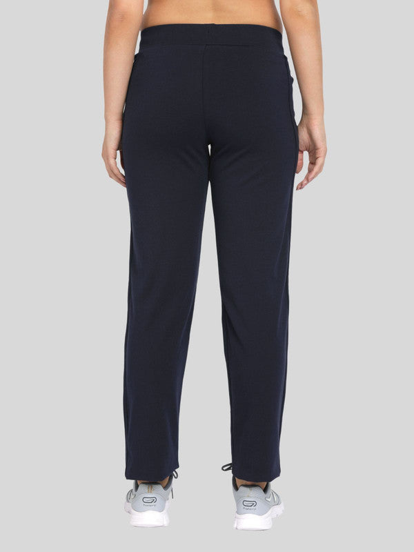 Women Navy Blue Solid Track Pant and Joggera - EASY BACK-NY