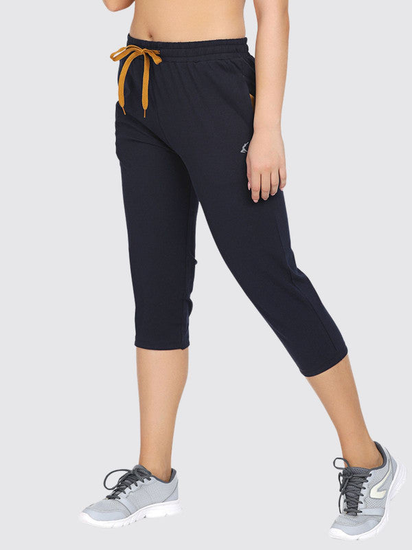 Women Navy-Blue Solid Capri AT-EASE CAPRI _Navy-Blue