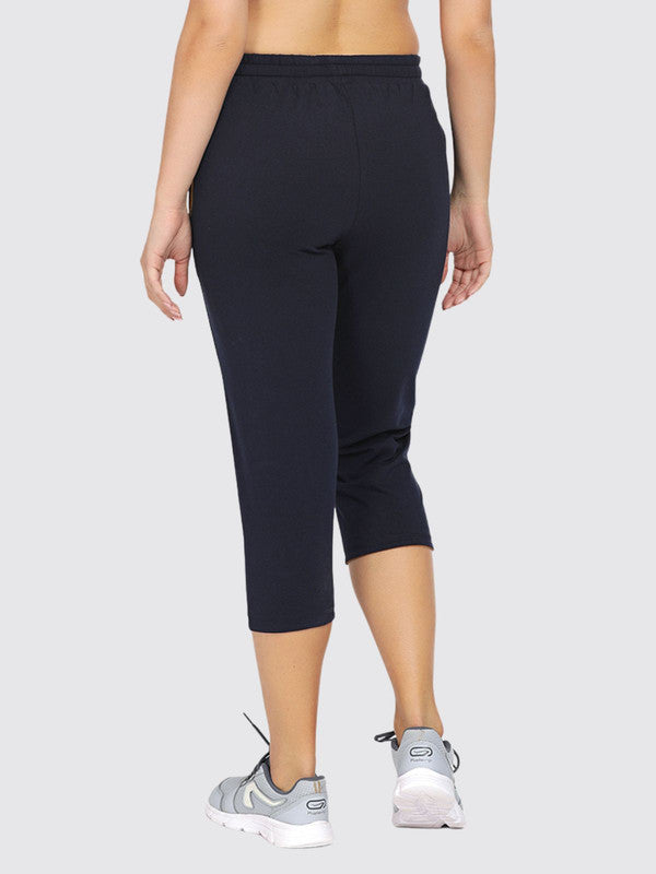 Women Navy-Blue Solid Capri AT-EASE CAPRI _Navy-Blue