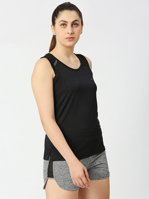 Women Black Solid Racerback top - WATHER TANK-BK