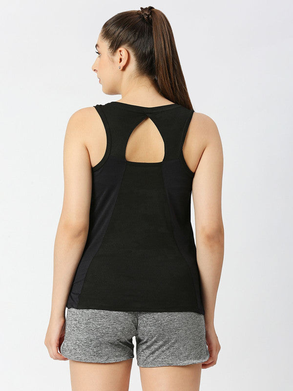 Women Black Solid Racerback top - WATHER TANK-BK