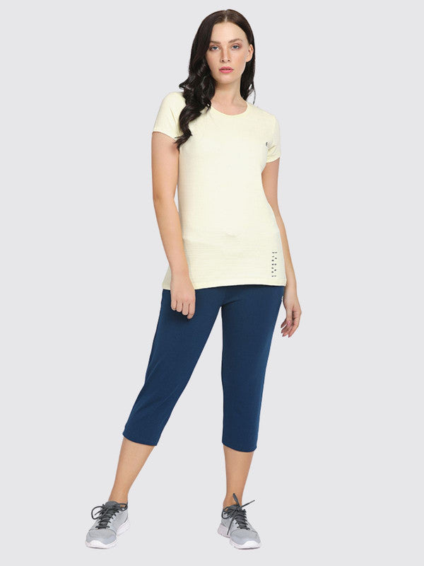 Women Aqua-Blue Solid Capri AT-EASE CAPRI -Aqua-Blue