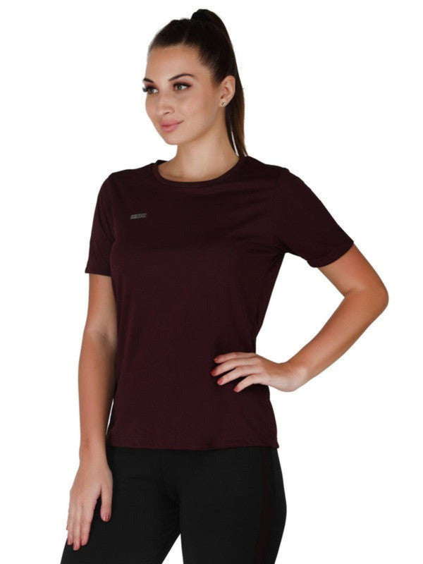 Women Grape Wine Solid Tops & T-Shirts-4W-CRUISER TEE_4W-GW