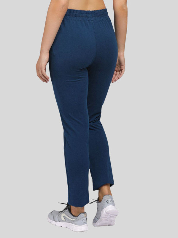 Women Aqua Blue Solid Track Pant an Joggers - EASY BACK-AB