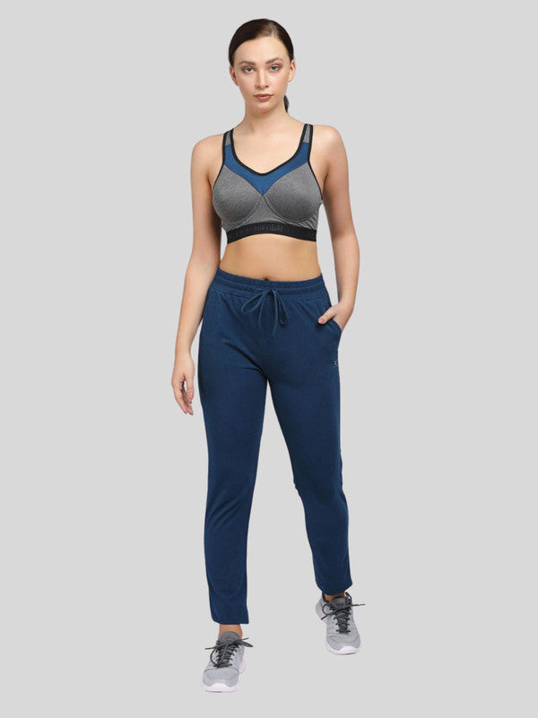 Women Aqua Blue Solid Track Pant an Joggers - EASY BACK-AB